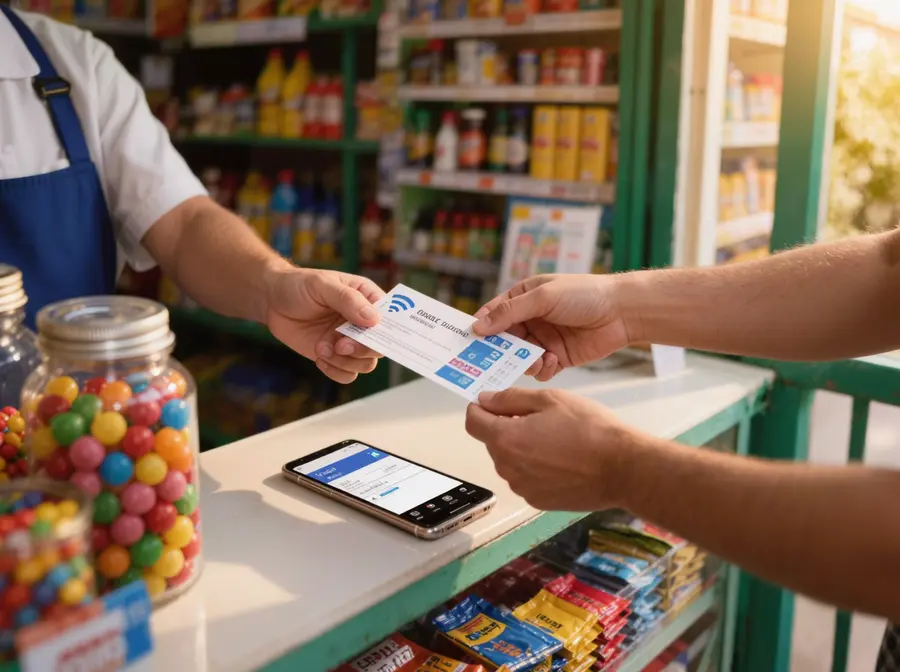 Sari-sari store owner selling WiFi vouchers
